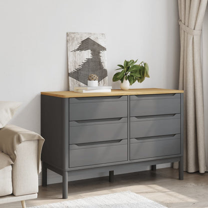 vidaXL Chest of Drawers FLORO Grey Solid Wood Pine 3