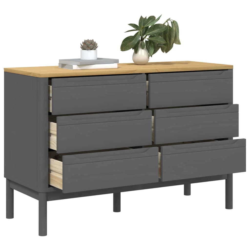 vidaXL Chest of Drawers FLORO Grey Solid Wood Pine 4