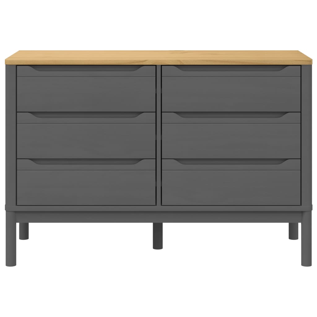 vidaXL Chest of Drawers FLORO Grey Solid Wood Pine 5