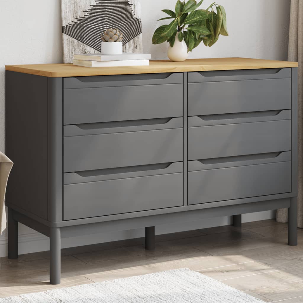 vidaXL Chest of Drawers FLORO Grey Solid Wood Pine 1
