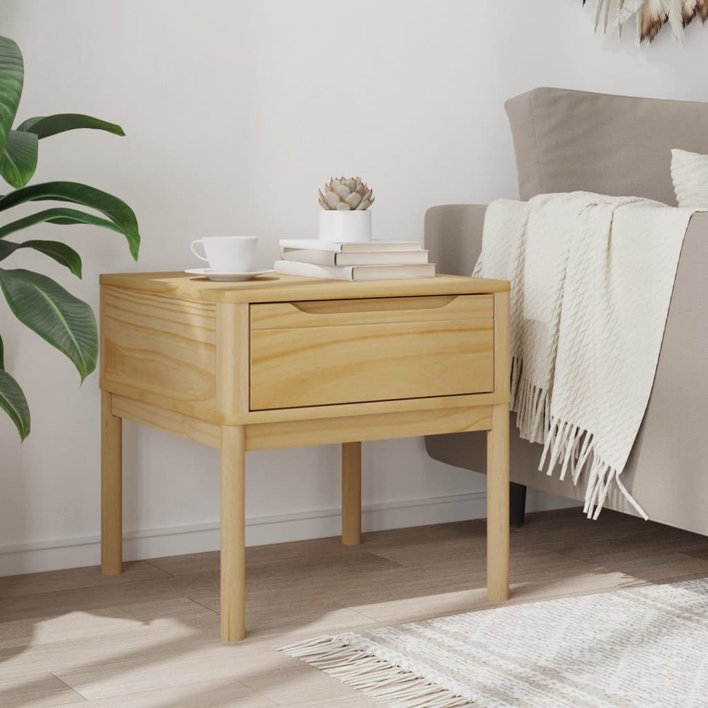 vidaXL Lamp Table FLORO Wax Brown 55x55x54 cm Solid Wood Pine 3