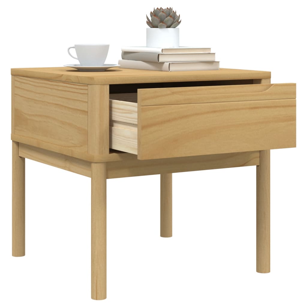 vidaXL Lamp Table FLORO Wax Brown 55x55x54 cm Solid Wood Pine 4