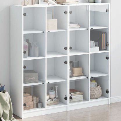 Bookcase with Doors 136x37x142 cm Engineered Wood White 136 cm