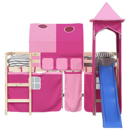 vidaXL Curtains for Loft Bed with Tunnel and Tower Pink 6