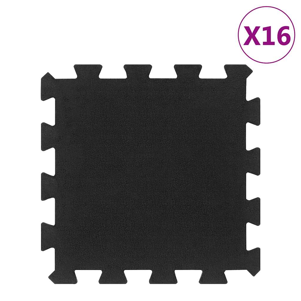 vidaXL Rubber Floor Tiles 16 pcs Black 16 mm 30x30 cm 1