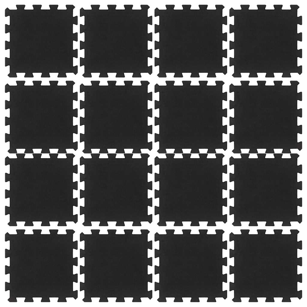 vidaXL Rubber Floor Tiles 16 pcs Black 16 mm 30x30 cm 3