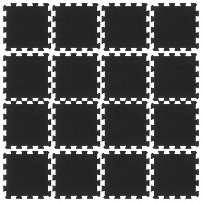vidaXL Rubber Floor Tiles 16 pcs Black 16 mm 30x30 cm 3