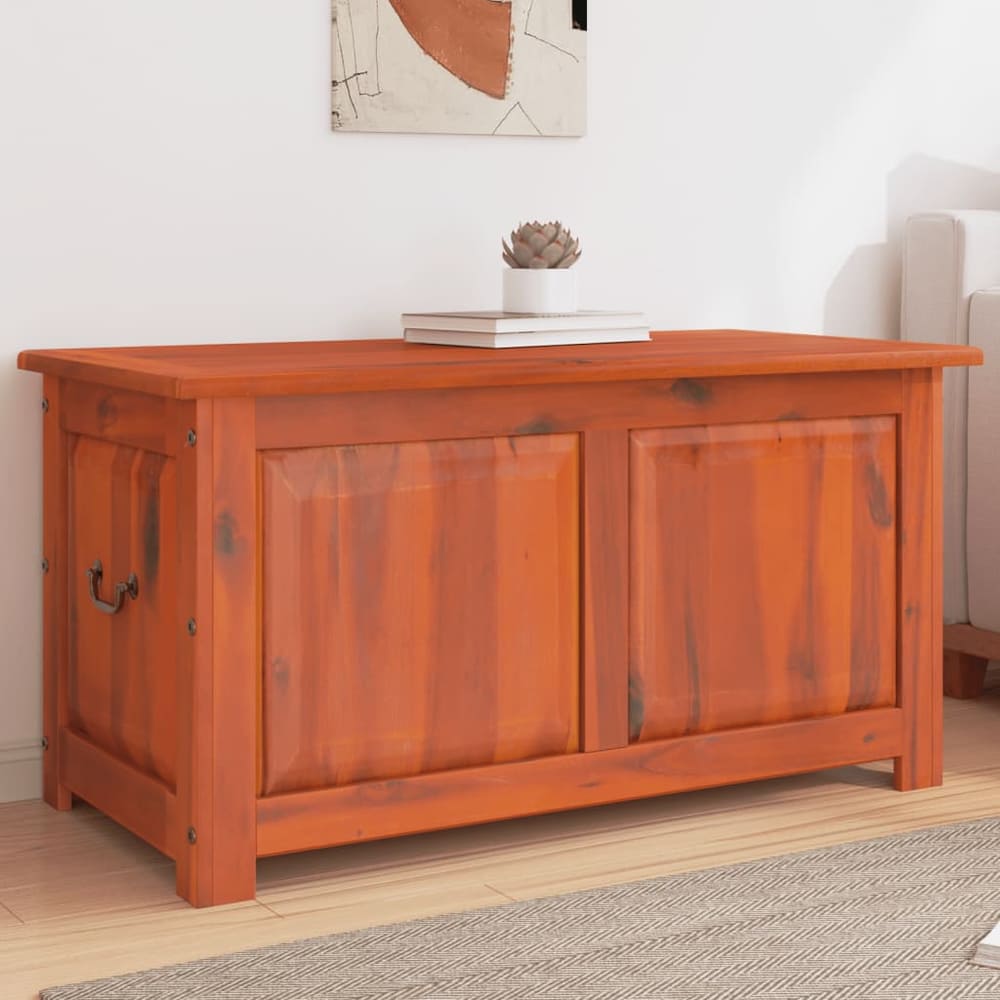 Storage Chest with Lid Solid Wood Acacia Brown 110 cm 57 cm 55 cm