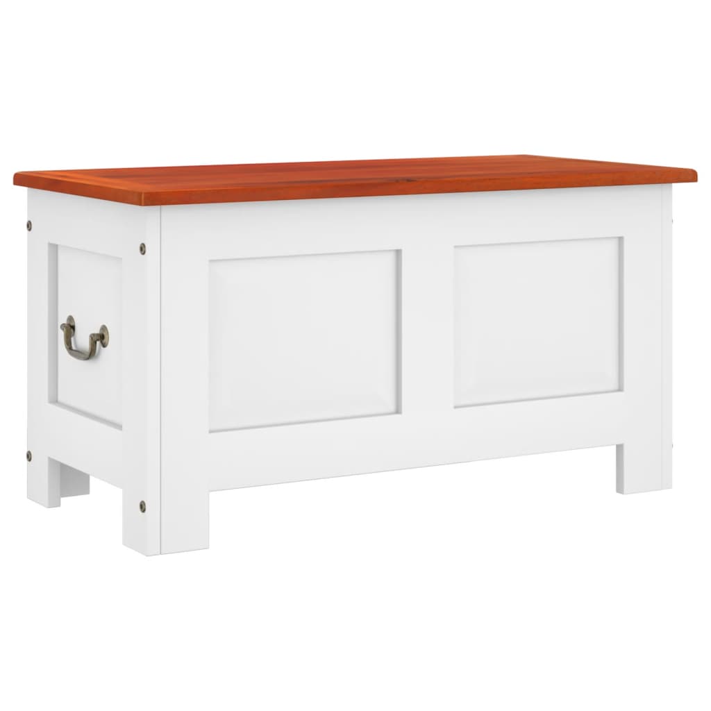 vidaXL Storage Chest with Lid Brown and White Solid Wood Acacia 2