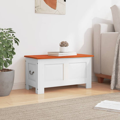 vidaXL Storage Chest with Lid Brown and White Solid Wood Acacia 3