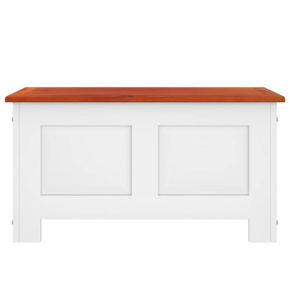vidaXL Storage Chest with Lid Brown and White Solid Wood Acacia 4