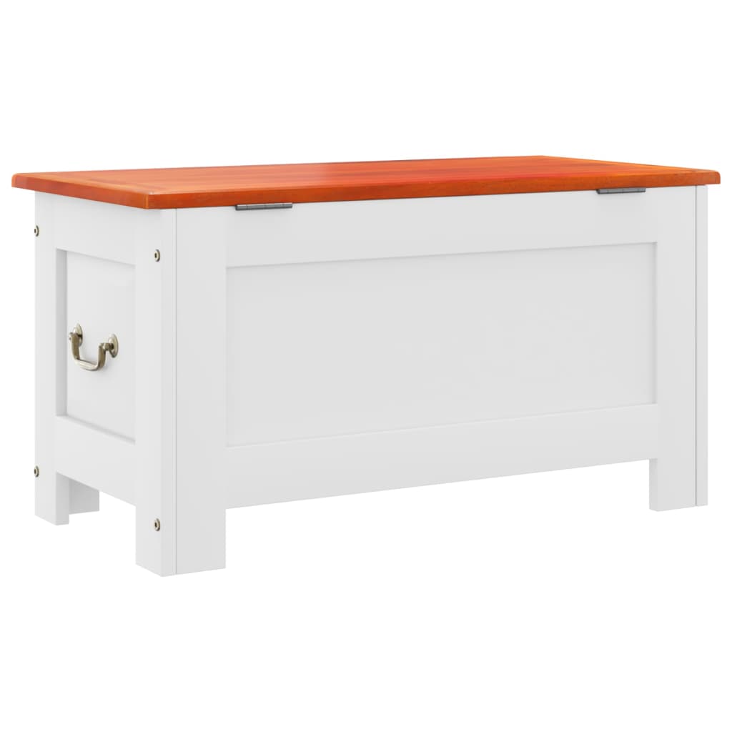 vidaXL Storage Chest with Lid Brown and White Solid Wood Acacia 6