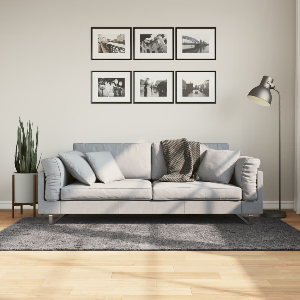 vidaXL Rug HUARTE Short Pile Soft and Washable Anthracite 100x200 cm 1