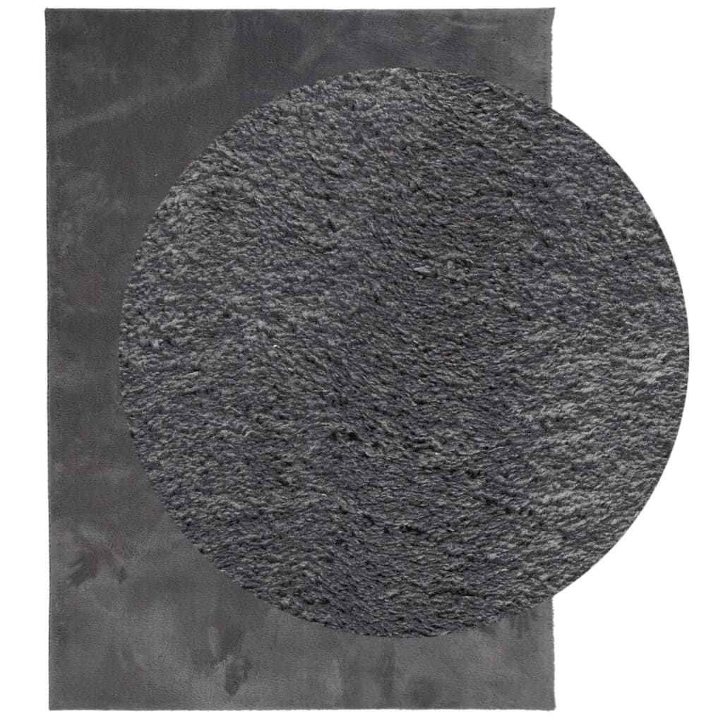 vidaXL Rug HUARTE Short Pile Soft and Washable Anthracite 140x200 cm 3