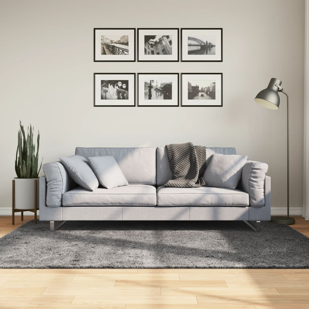 vidaXL Rug HUARTE Short Pile Soft and Washable Anthracite 140x200 cm 1