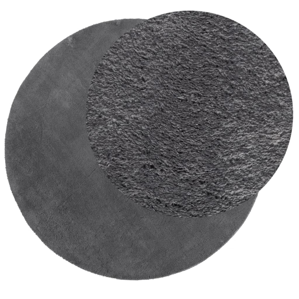 vidaXL Rug HUARTE Short Pile Soft and Washable Anthracite Ø 160 cm 3
