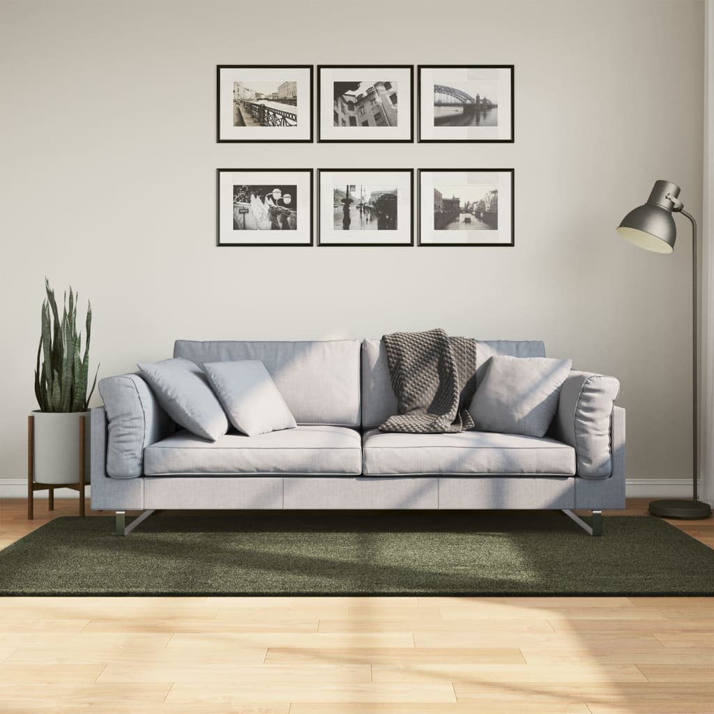 vidaXL Rug HUARTE Short Pile Soft and Washable Forest Green 100x200 cm 1