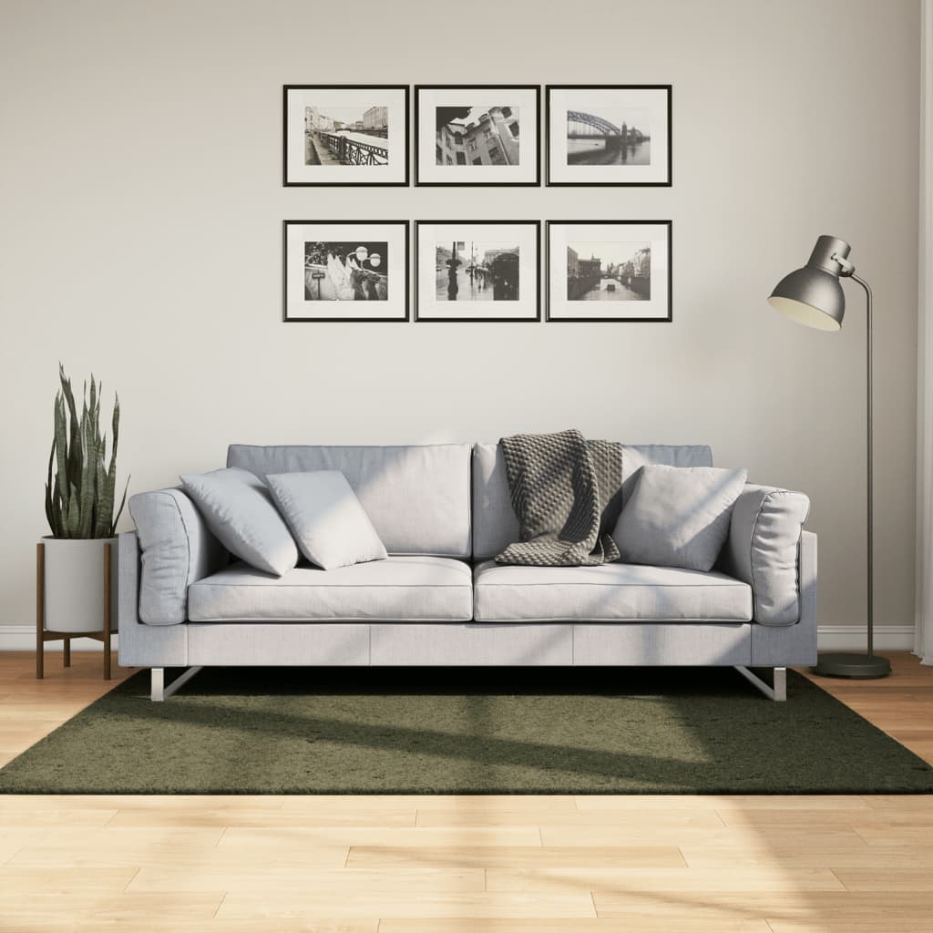 vidaXL Rug HUARTE Short Pile Soft and Washable Forest Green 120x170 cm 1