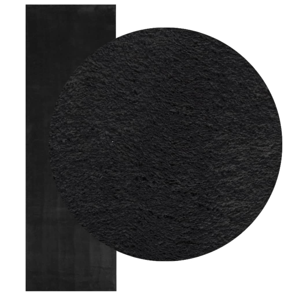 vidaXL Rug HUARTE Short Pile Soft and Washable Black 80x250 cm 3