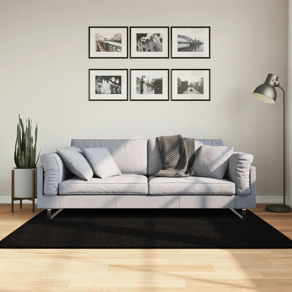 vidaXL Rug HUARTE Short Pile Soft and Washable Black 120x170 cm 1