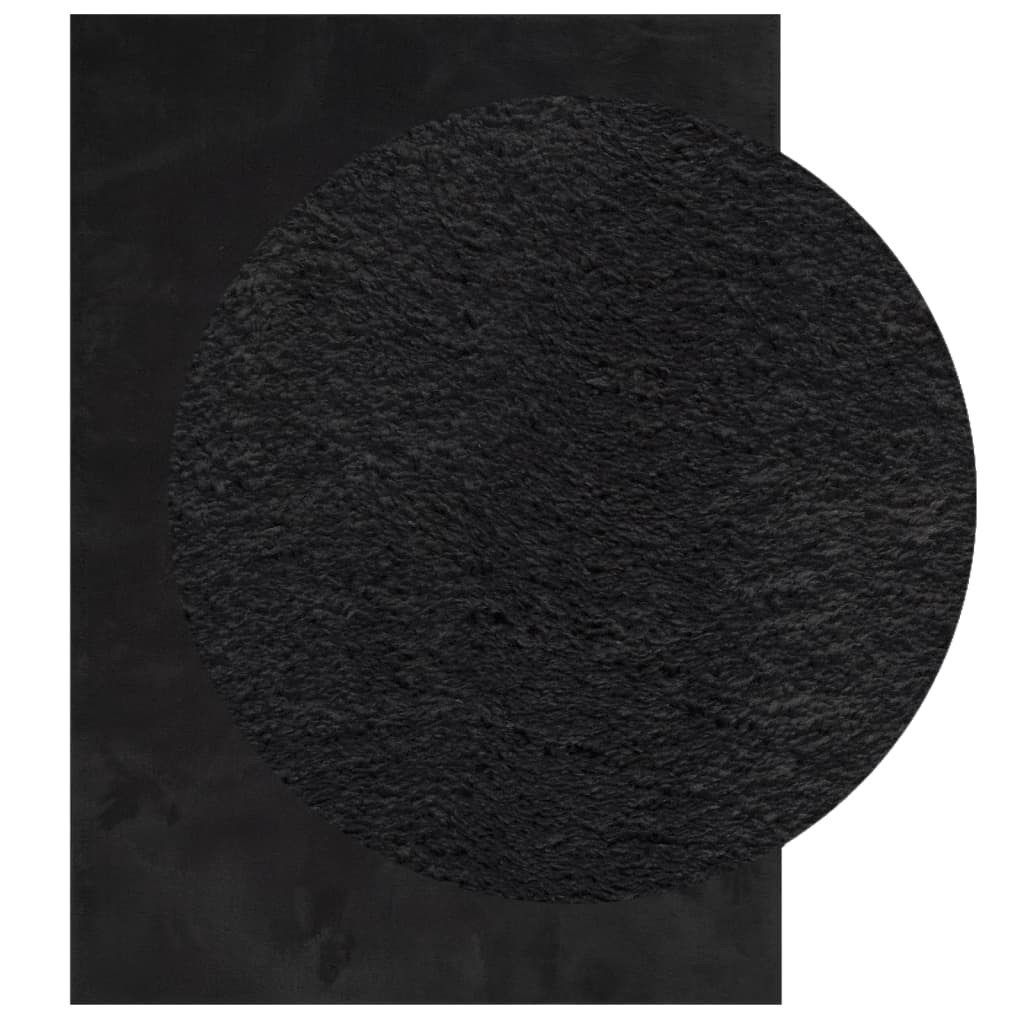 vidaXL Rug HUARTE Short Pile Soft and Washable Black 140x200 cm 3