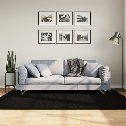 vidaXL Rug HUARTE Short Pile Soft and Washable Black 140x200 cm 1