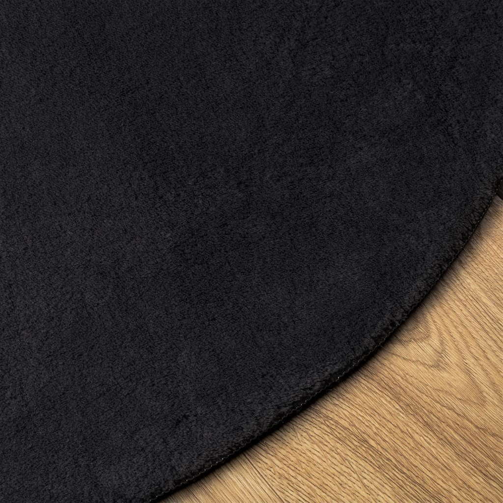 vidaXL Rug HUARTE Short Pile Soft and Washable Black Ø 160 cm 4