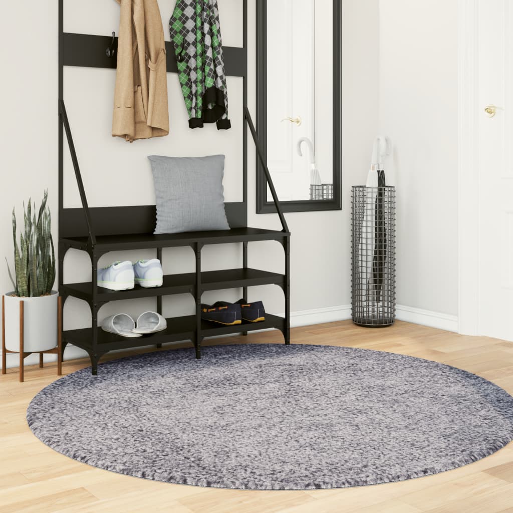vidaXL Shaggy Rug PAMPLONA High Pile Modern Blue Ø 200 cm 1