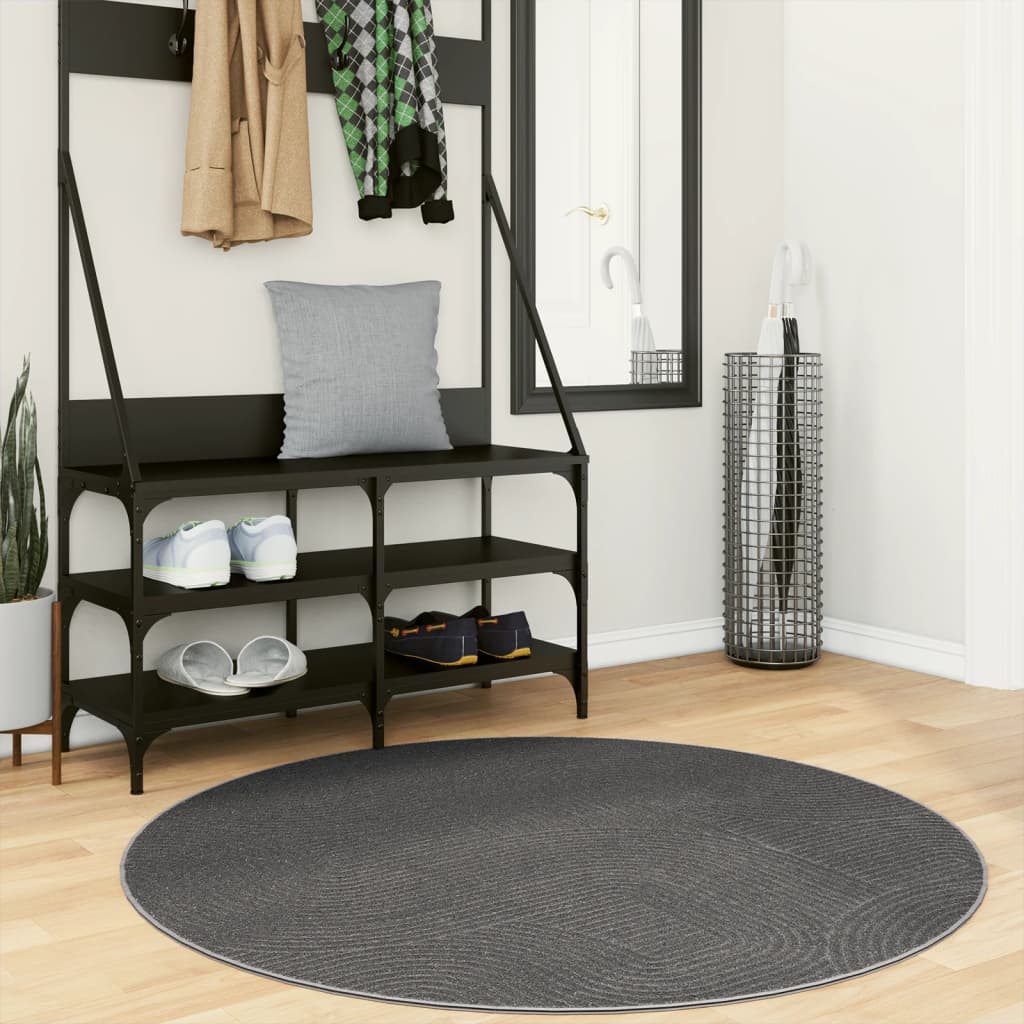 vidaXL Rug IZA Short Pile Scandinavian Look Anthracite Ø 120 cm 1