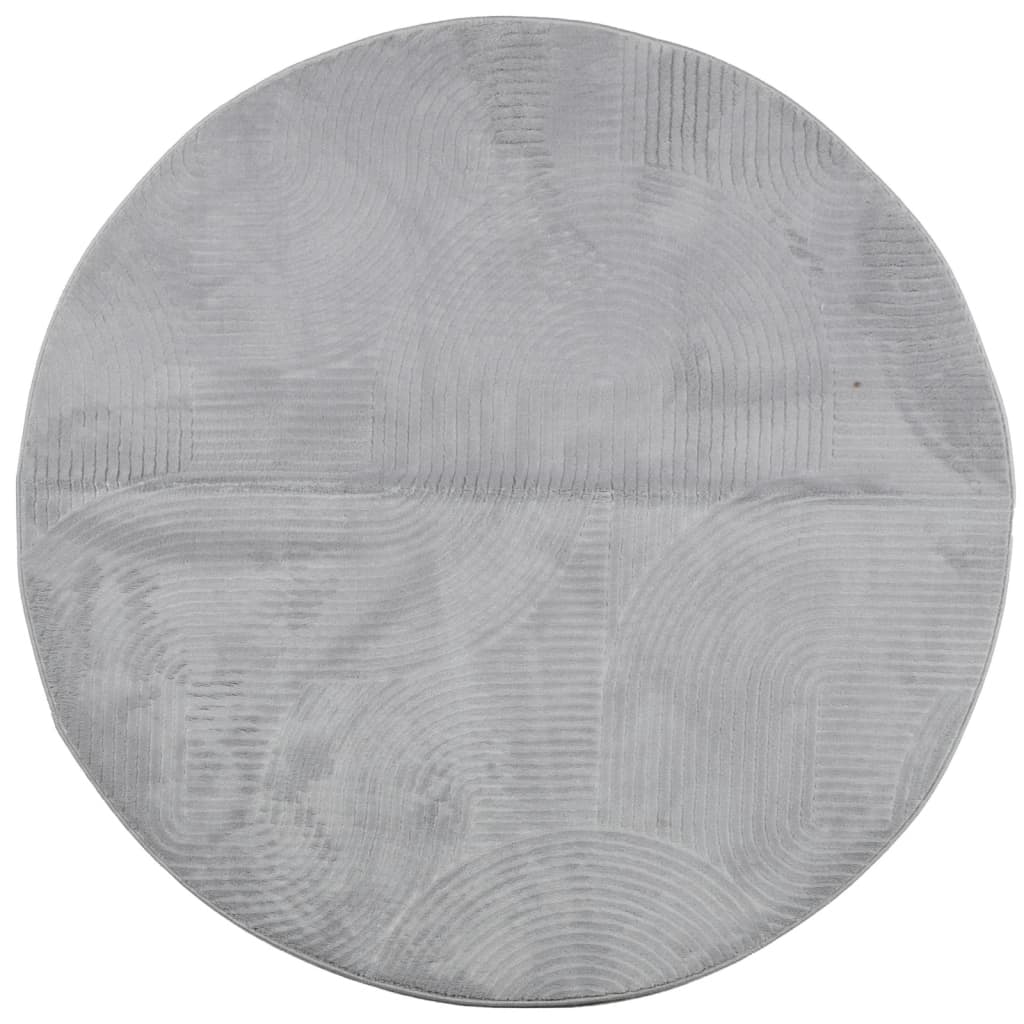 vidaXL Rug IZA Short Pile Scandinavian Look Grey Ø 120 cm 2