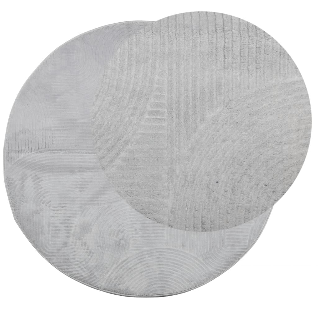 vidaXL Rug IZA Short Pile Scandinavian Look Grey Ø 120 cm 3