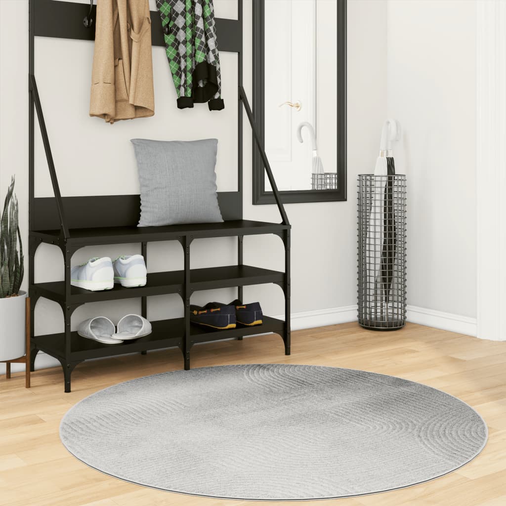 vidaXL Rug IZA Short Pile Scandinavian Look Grey Ø 120 cm 1