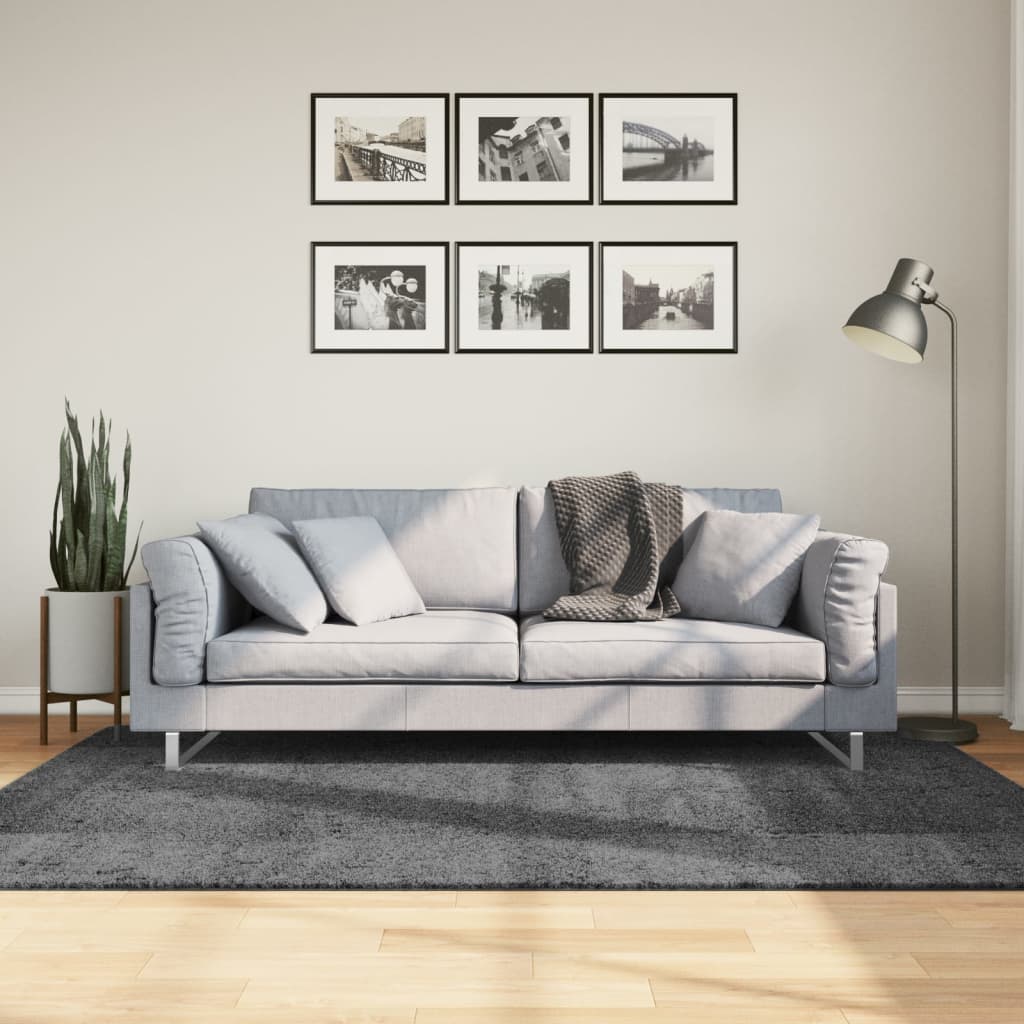 vidaXL Rug OVIEDO Short Pile Anthracite 140x200 cm 1