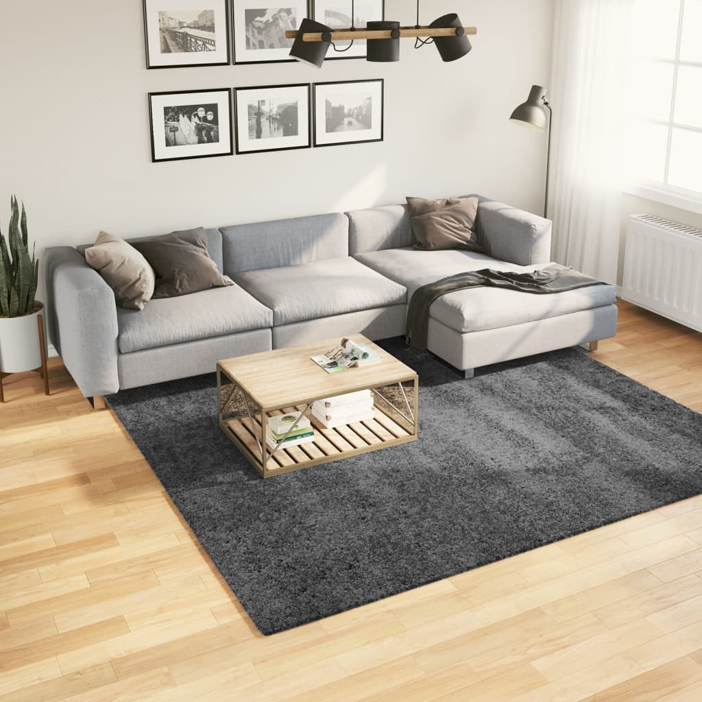 vidaXL Rug OVIEDO Short Pile Anthracite