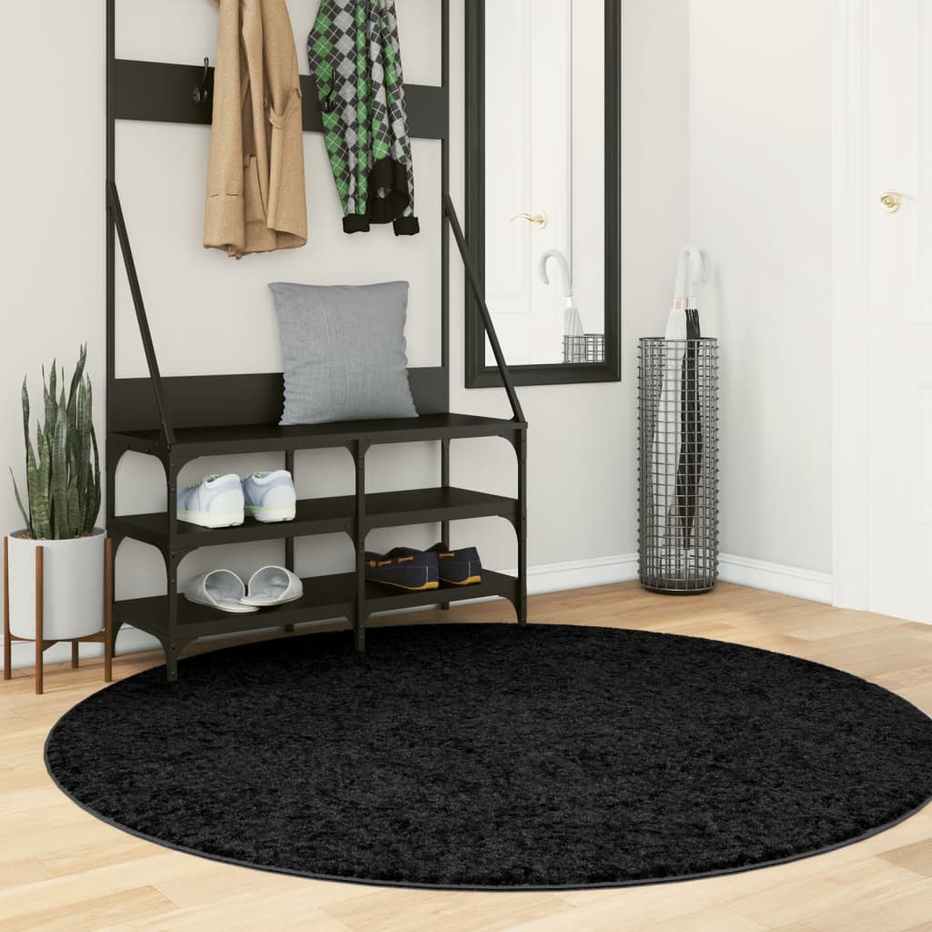 vidaXL Rug OVIEDO Short Pile Black Ø 160 cm 1