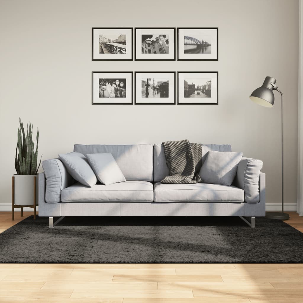 vidaXL Rug ISTAN High Pile Shiny Look Anthracite 140x200 cm 1
