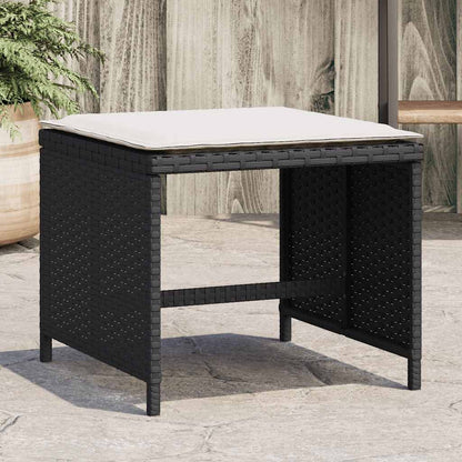 Garden Stools with Cushions 4 pcs 41x41x36 cm Poly Rattan Black and cream