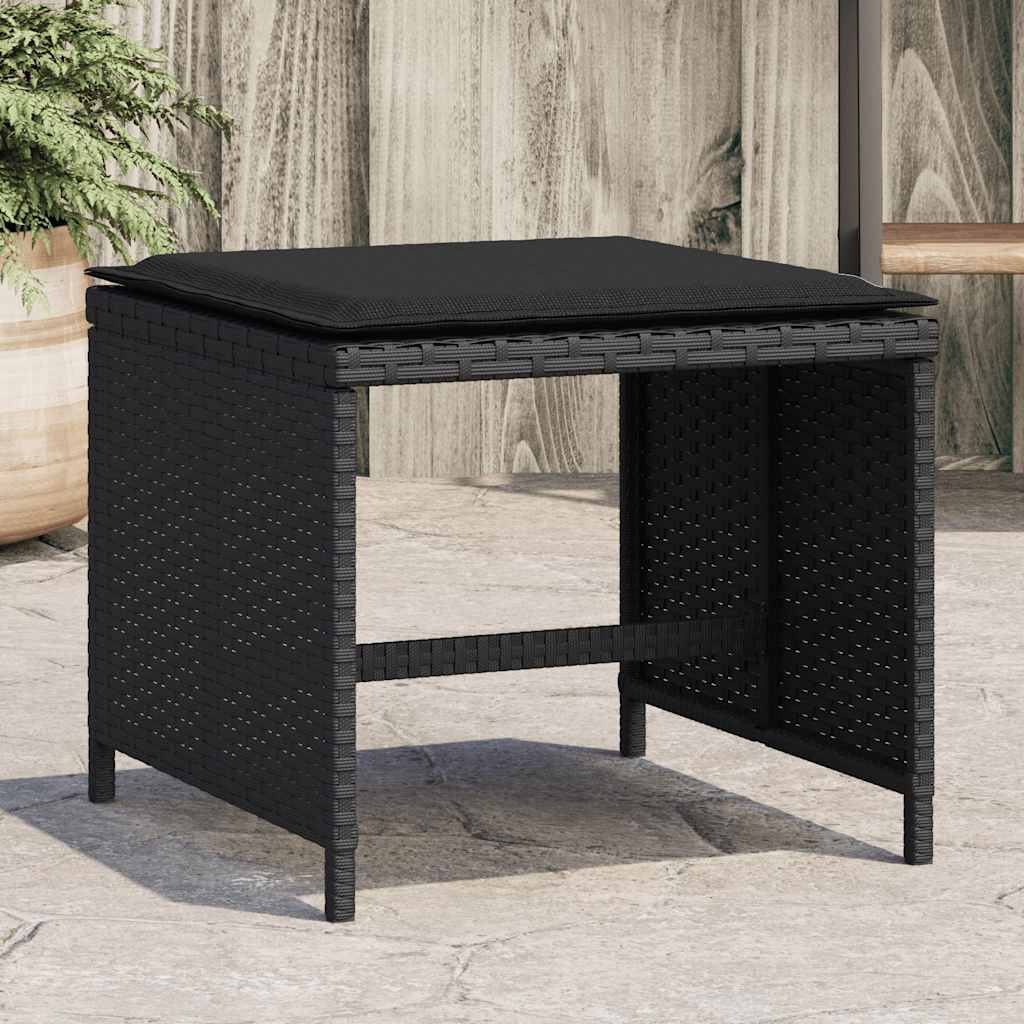 vidaXL Garden Stools with Cushions 4 pcs 41x41x36 cm Poly Rattan