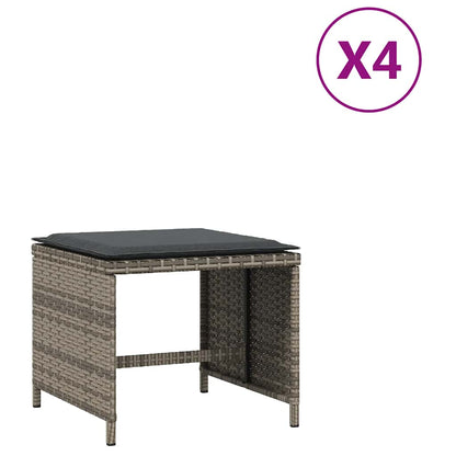 Garden Stools with Cushions 4 pcs 41x41x36 cm Poly Rattan Grey