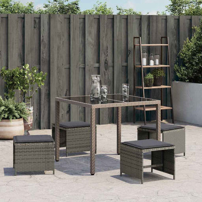 Garden Stools with Cushions 4 pcs 41x41x36 cm Poly Rattan Grey