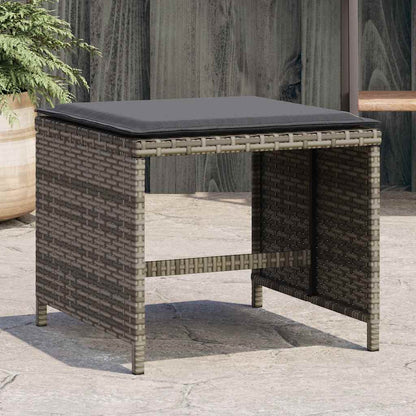 Garden Stools with Cushions 4 pcs 41x41x36 cm Poly Rattan Grey
