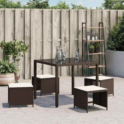 Garden Stools with Cushions 4 pcs 41x41x36 cm Poly Rattan Brown and cream