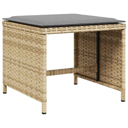 vidaXL Garden Stool 4 pcs Mix Beige Poly Rattan & Powder-Coated Steel 4