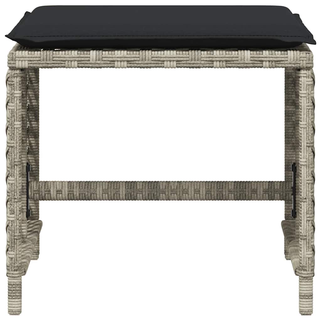 vidaXL Garden Stools with Cushions 4 pcs Light Grey 41x41x36 cm Poly Rattan 5