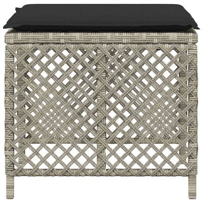 vidaXL Garden Stools with Cushions 4 pcs Light Grey 41x41x36 cm Poly Rattan 6