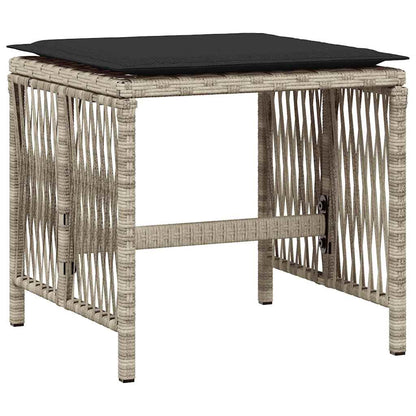 vidaXL Garden Stools with Cushions 4 pcs Light Grey 41x41x36 cm Poly Rattan 3