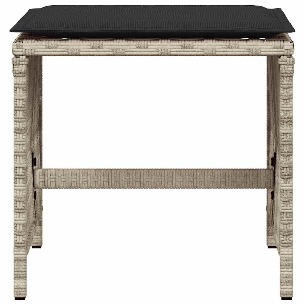 vidaXL Garden Stools with Cushions 4 pcs Light Grey 41x41x36 cm Poly Rattan 5
