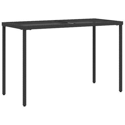 vidaXL Garden Table with Glass Top Black 115x54x74 cm Poly Rattan 2