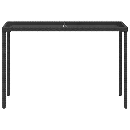 vidaXL Garden Table with Glass Top Black 115x54x74 cm Poly Rattan 4