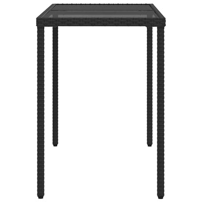 vidaXL Garden Table with Glass Top Black 115x54x74 cm Poly Rattan 5